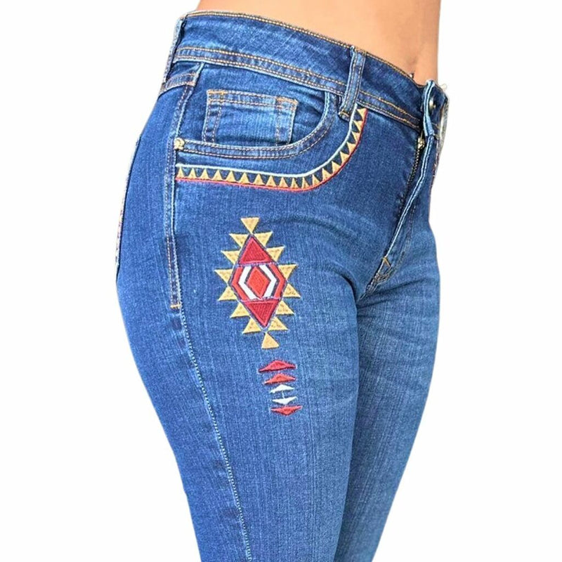 Calça Feminina All Western Bordada Apache Vermelha