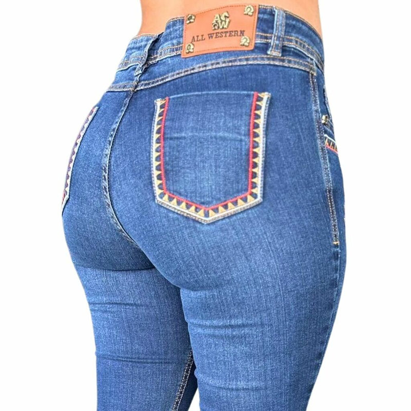 Calça Feminina All Western Bordada Apache Vermelha