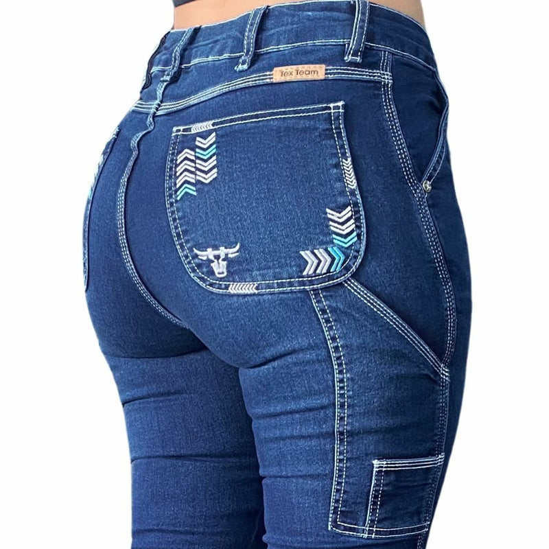 Calça Fem Tex Team Carpinteira Bordada Azul