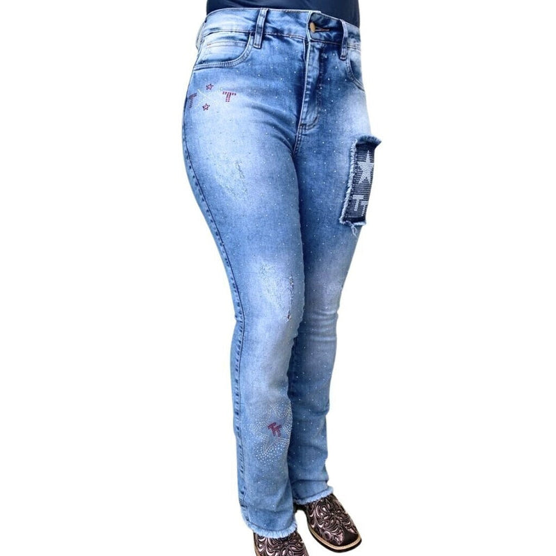 Calça Jeans Feminina Tex Team Brilho