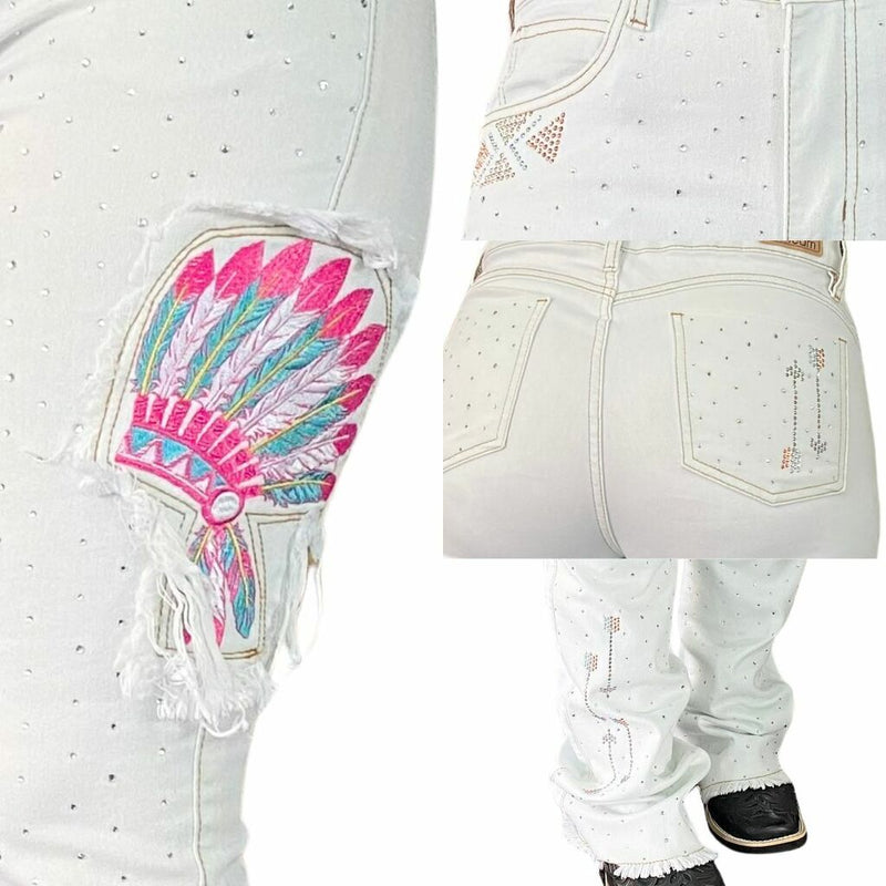 Calça Feminina Tex Team Cocar Branco