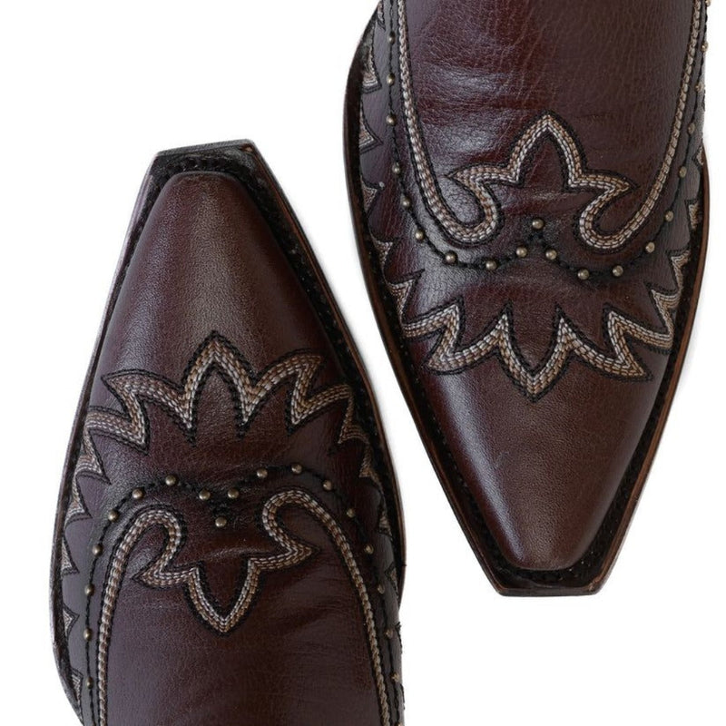 Bota Cano Longo Western Franja Marrom