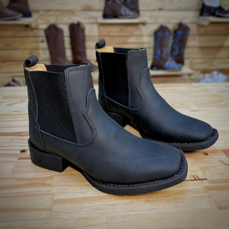 Botina Casca de Bala - Couro Crazy Horse Preto