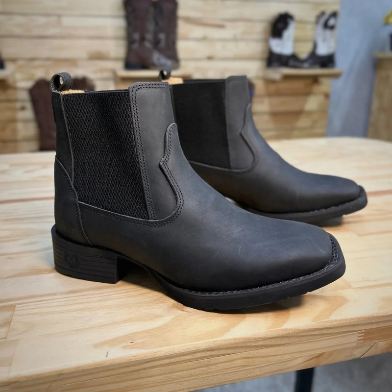 Botina Casca de Bala - Couro Crazy Horse Preto